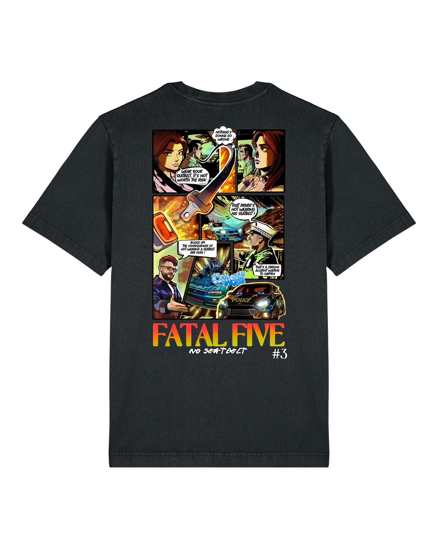 Fatal Five No Seatbelt T-Shirt Dyed Black