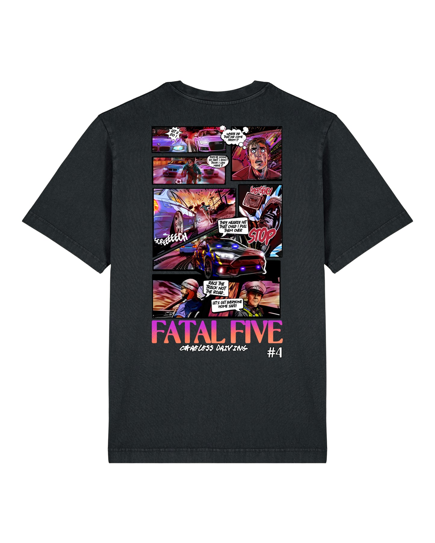 Fatal Five Careless Driving T-Shirt Dyed Black