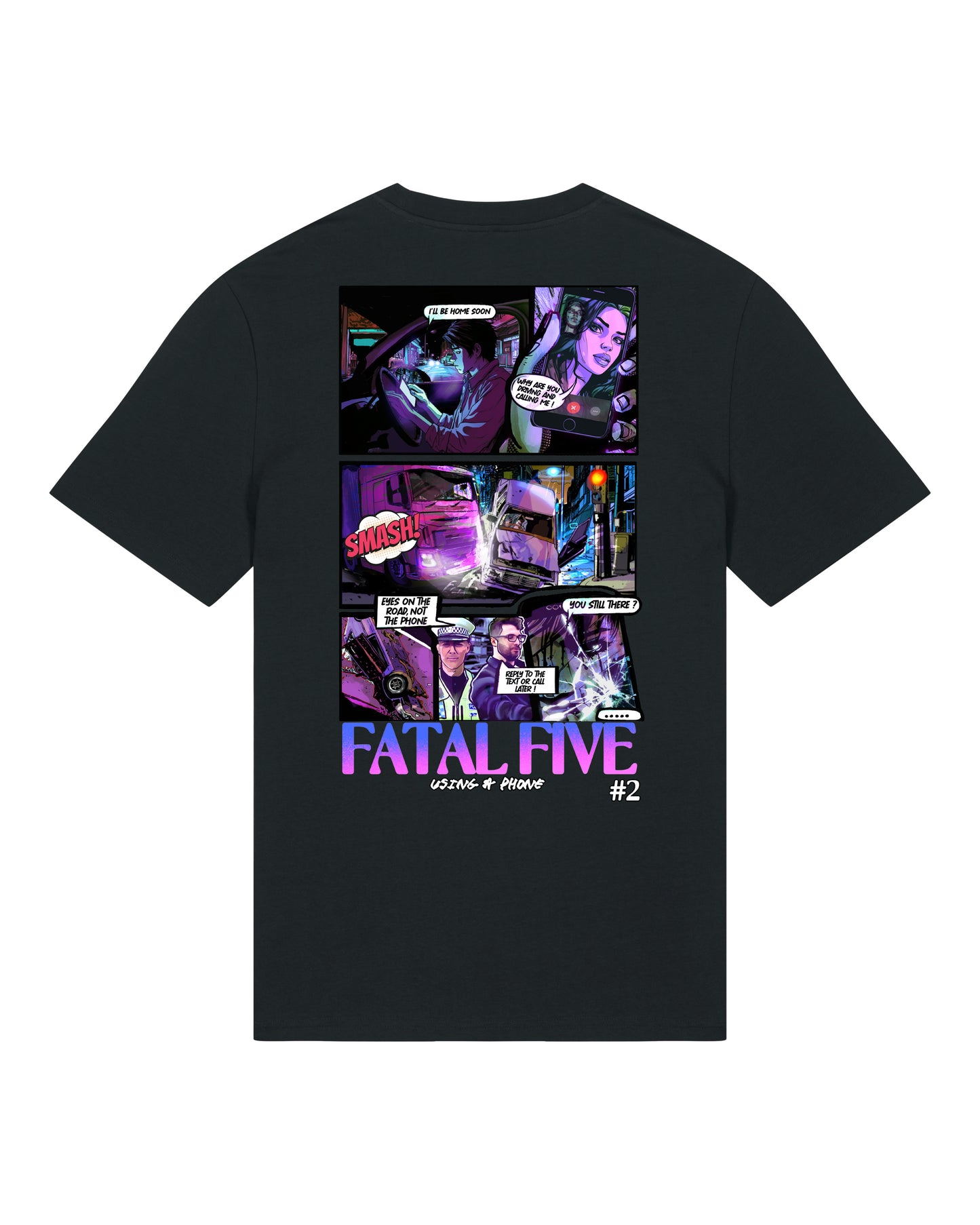 Fatal Five Using A Phone T-Shirt Black (SX701)