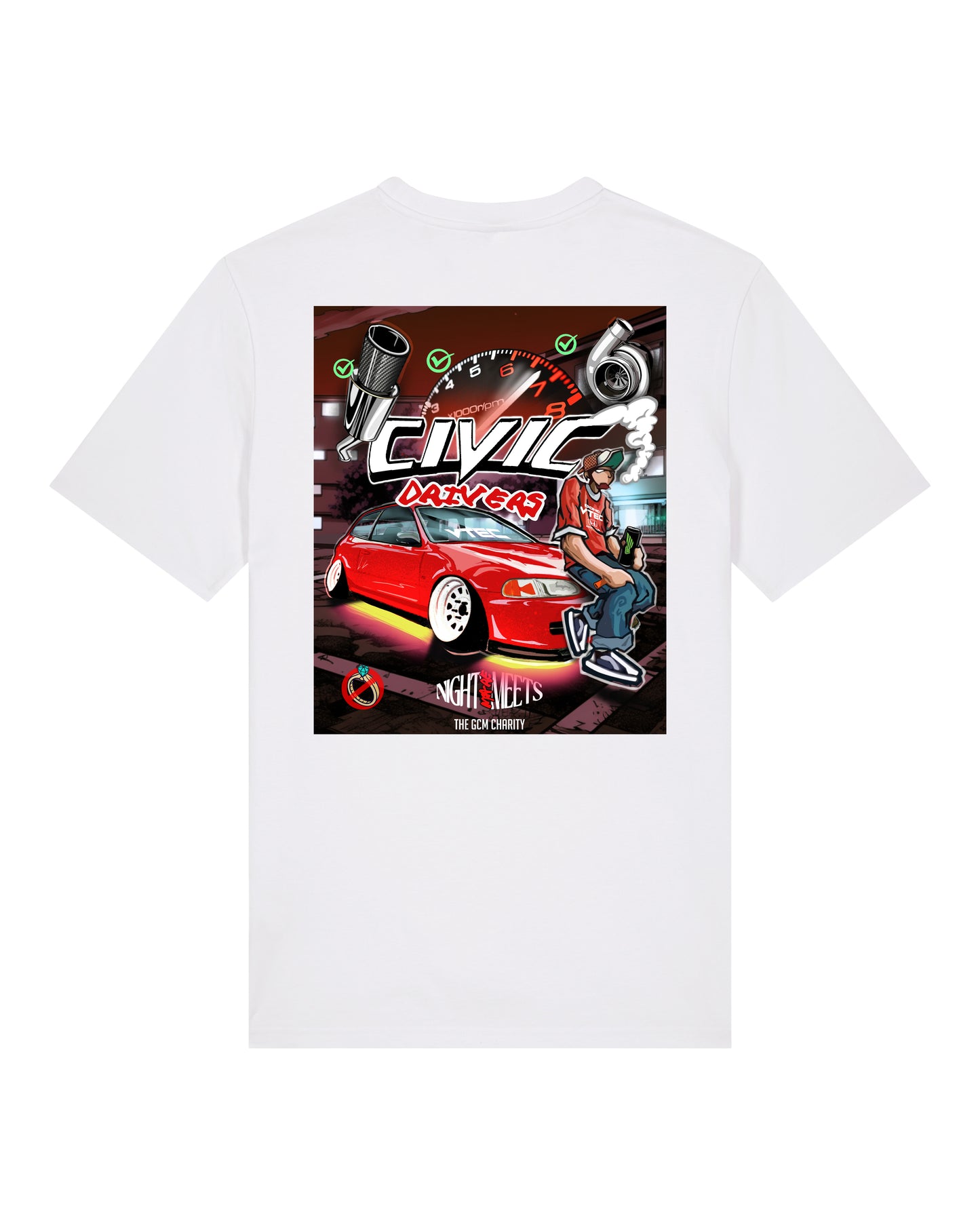 Nightmare Meets Civic T-Shirt White (SX701)