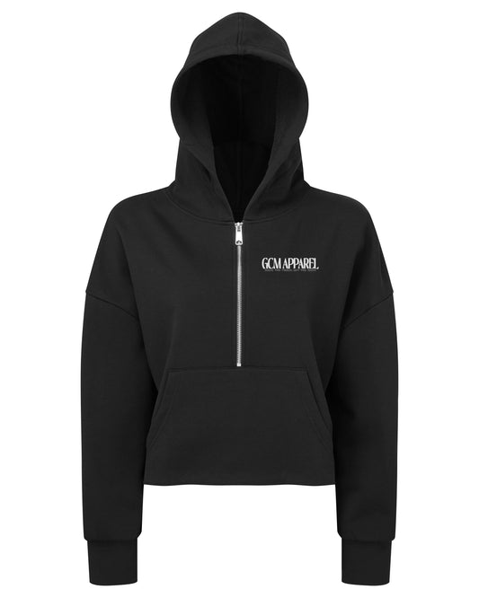 GCM Apparel Ladies 1/2 Zip Hoodie Black (TRO77)